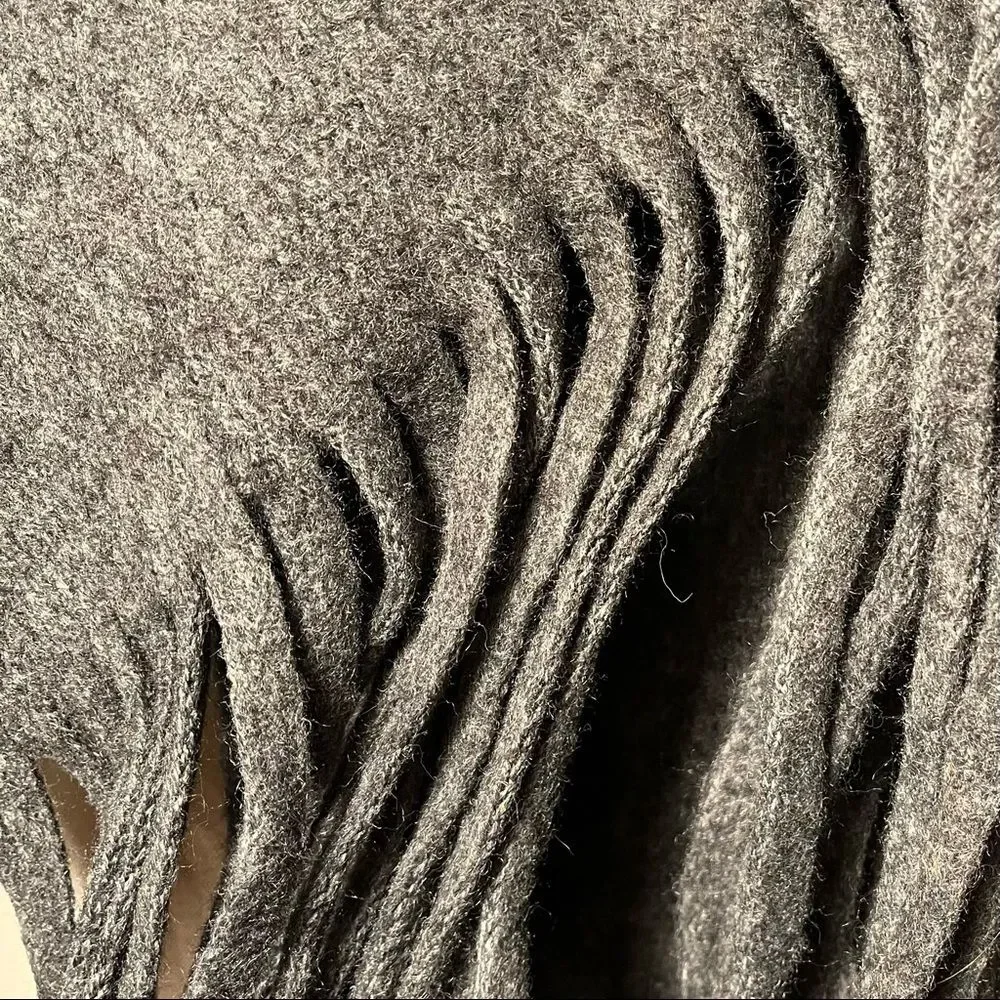 Lucky Brand scarf dark grey charcoal brushed fringe cozy warm rectangular